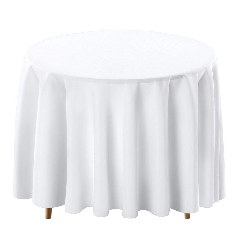 Surmente White Tablecloth for Round Tables, 90-inch Round Table Cloths for Weddings, Banquets, or Restaurants - Image 1